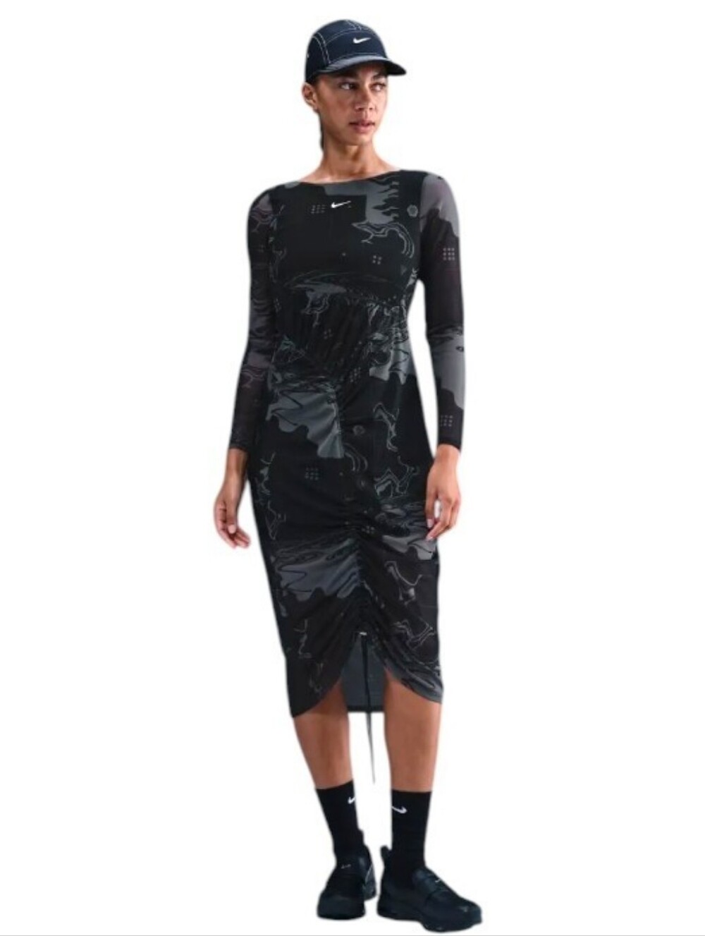 Nike Serena Williams Design Mesh Midi Athletic Active Dress Black Gray Small NWT
